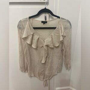 Mine Cream Ruffled Collar Blouse